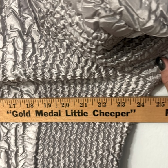 Sloni Jacket Shimmering Silver Lightweight Mock Neck Ruched Texture Sz XL - Picture 8 of 10